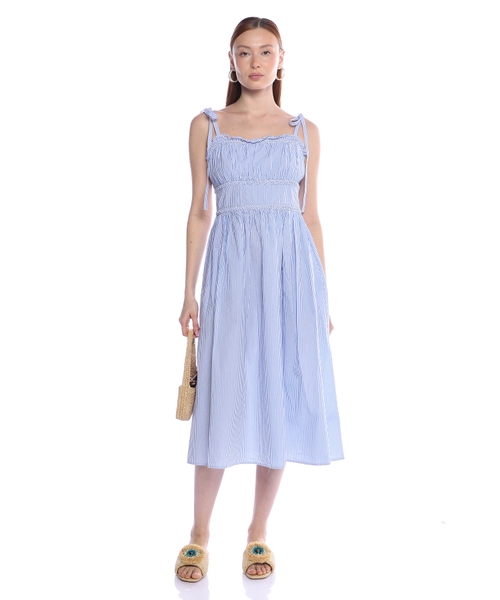 Хлопковое платье миди в полоску