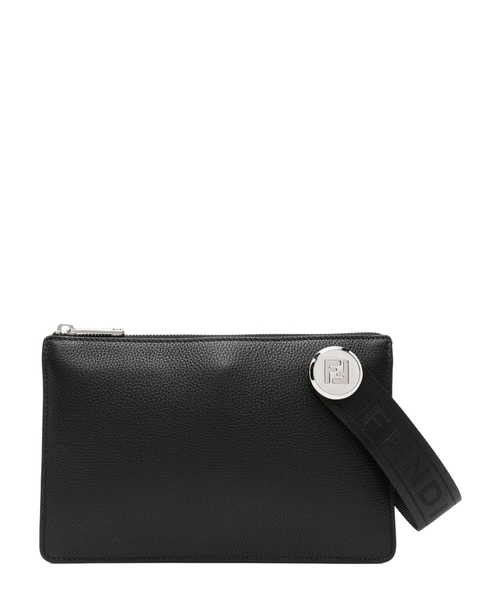 Fendi black leather clutch best sale