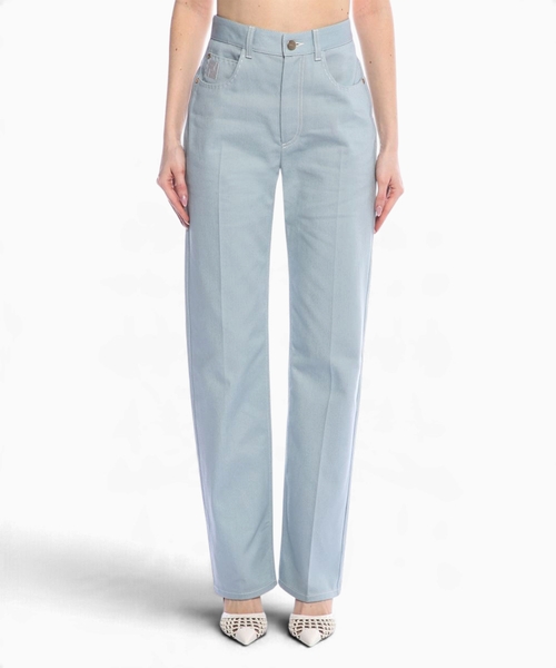Hündürbel düz biçimli denim şalvar