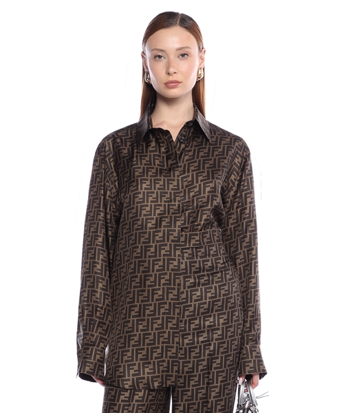 Logo printed silk shirt | Emporium