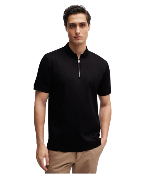 Поло с короткими рукавами и воротником на молнии