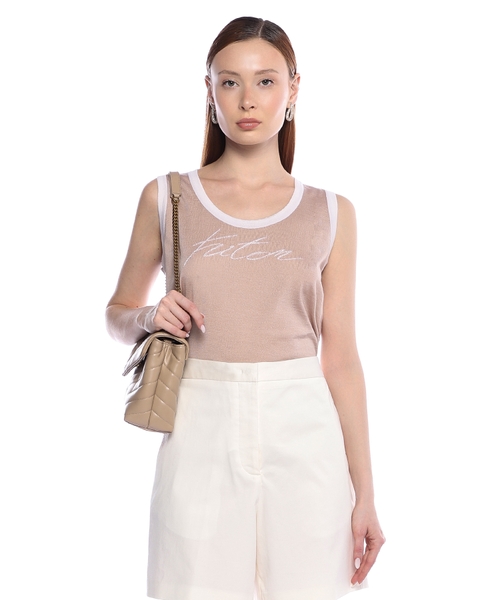 Logo embroidered sleeveless top