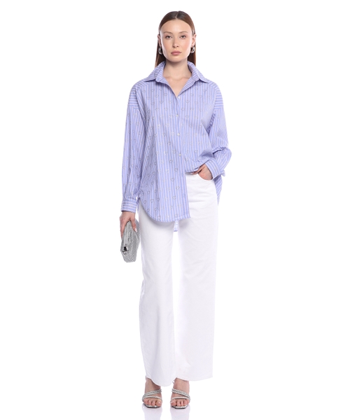 シャツ IONSEOUL Star Embroidery Stripe Shirt Sandro Striped