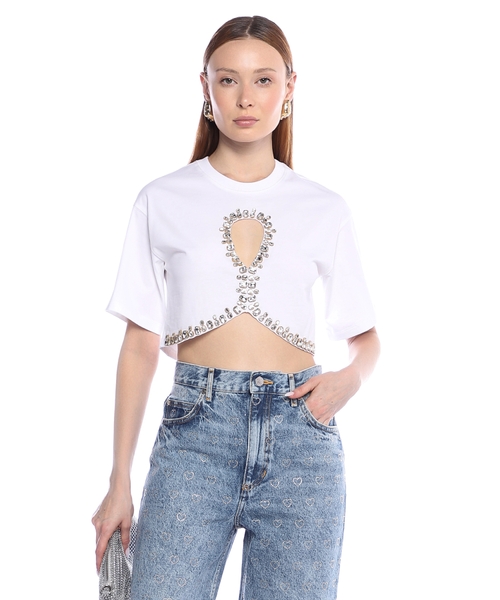 Tシャツ・カットソー Crystal Embellished T-shirt SANDRO crystal-embellished T-shirt | Black | FARFETCH