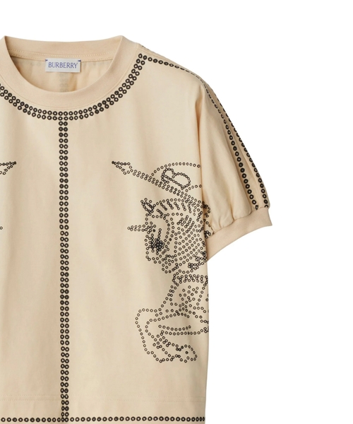 BURBERRY｜SHORT-SLEEVED ROUND NECK T-SHIRTS (Embroidery White T-shirt with Embroidered Logo - Burberry - Men | WE IN