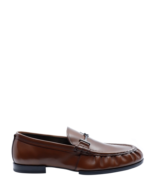 Ruched front design leather loafers