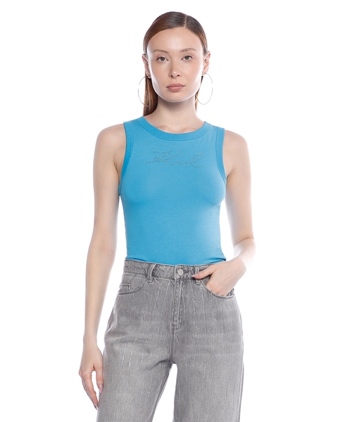 Rhinestone-embellished logo top