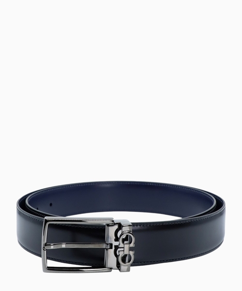 Leather belt with Gancini detail