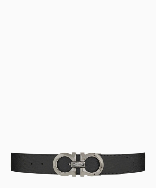 Reversible leather Gancini belt