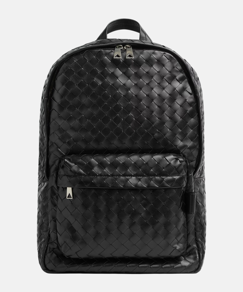 Leather backpack with Intrecciato weave