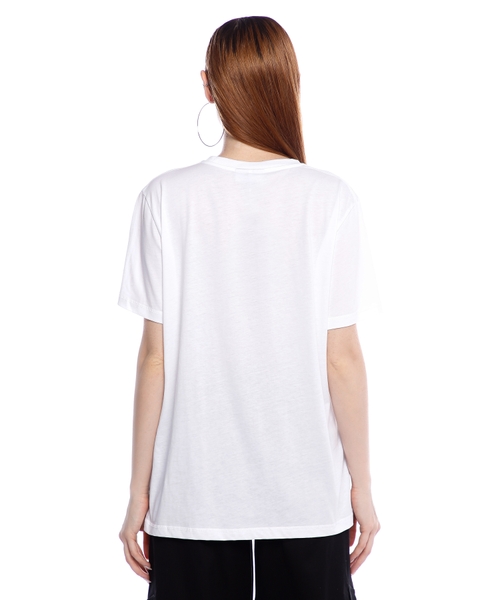 Ganni ガニー White Crewneck T-Shirt with Maxi Logo Bunny logo T-shirt | Ganni | | Simons
