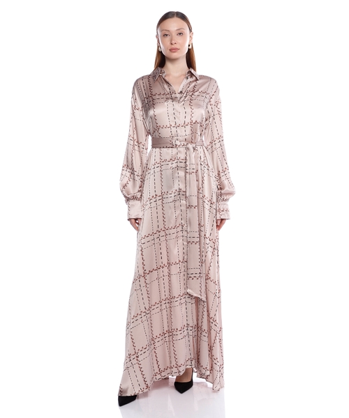 Printed maxi shirt dress