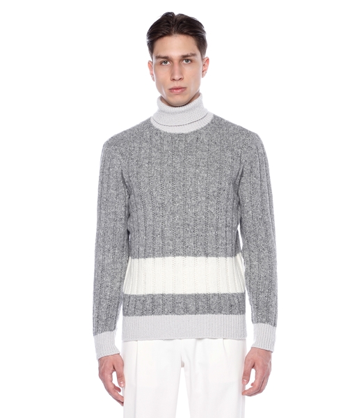 Boğazlı yaxalı uzunqol yun sviter