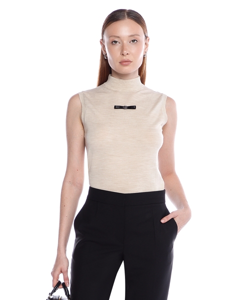 Wool top with bow detail