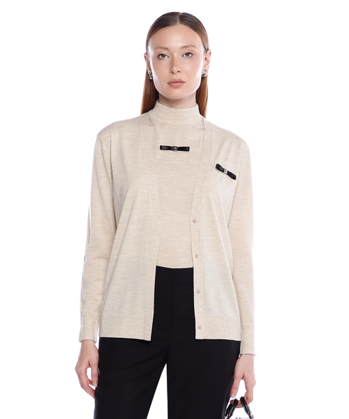 Wool cardigan with bow detail