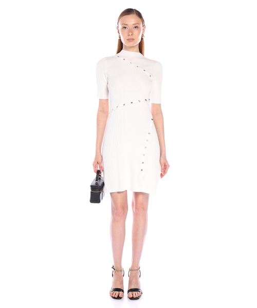 Платье миди c короткими рукавами в рубчик