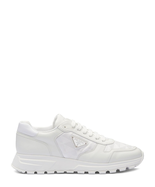 Leather and Re-Nylon high-top sneakers