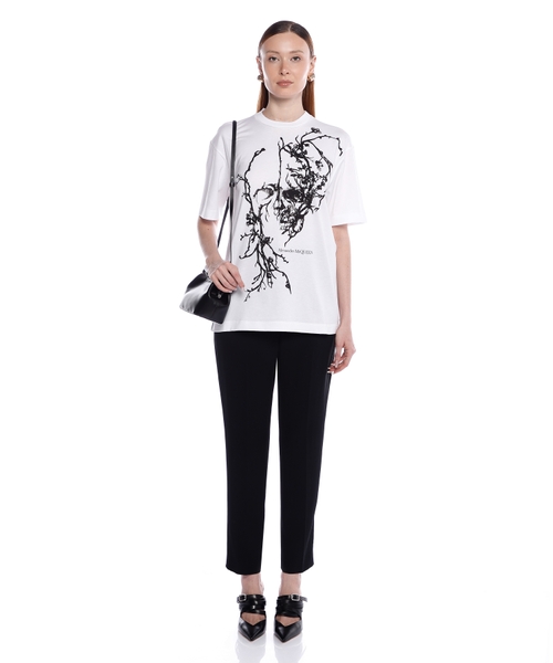 Tシャツ・カットソー ALEXANDER MCQUEEN Women Tunic Tops 810287QEAFR8010 WHITE Printed cotton T-shirt | Emporium