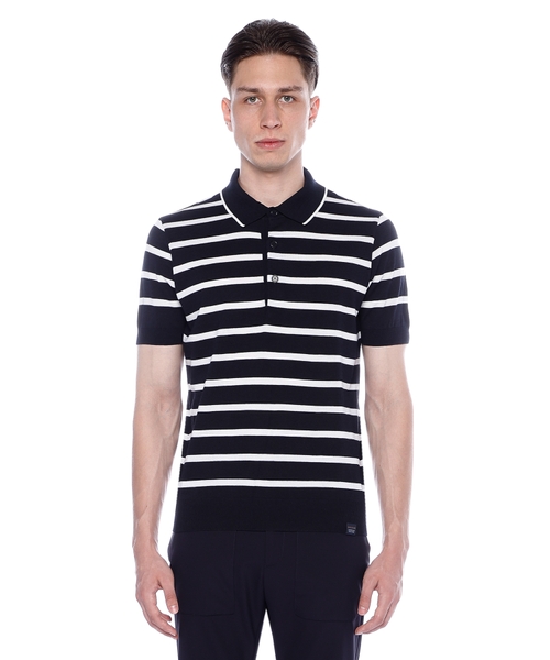 Striped print polo