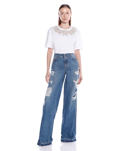 T-shirt with lace and crystals | Emporium