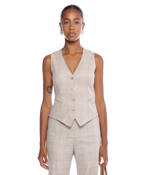 Шерстяной жилет в клетку