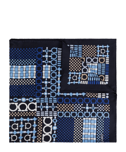 Gancini print silk foulard