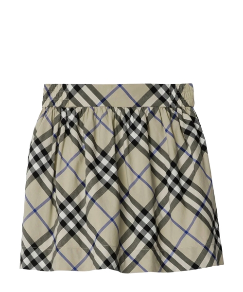 Checkered elastic-waist skirt