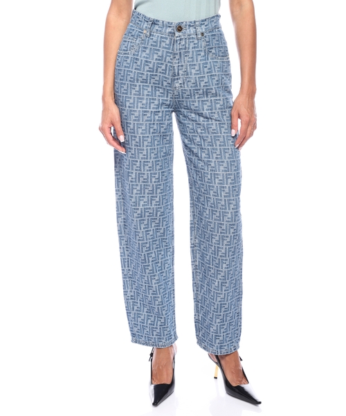 Monoqram printli denim şalvar