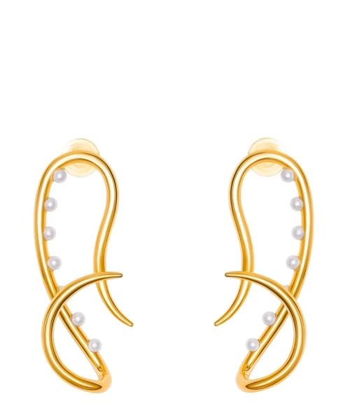 Twist Link Earrings with Pearls