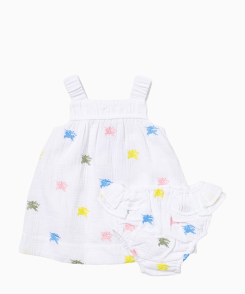 Logo embroidered dress and shorts set