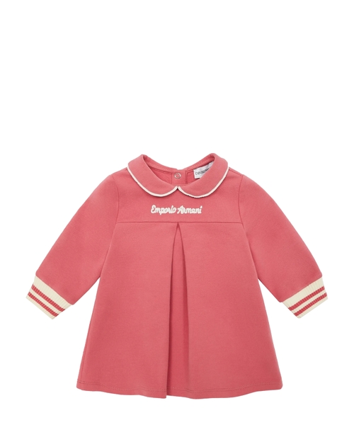 Logo embroidered long-sleeve dress