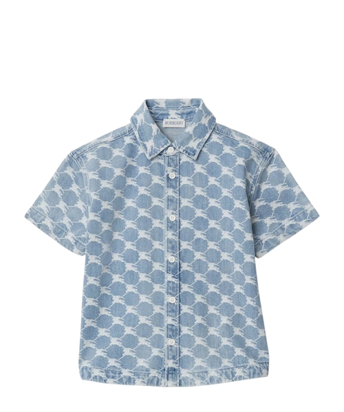 Logo-pattern denim shirt