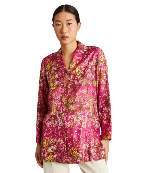 Шёлковая рубашка в пижамном стиле