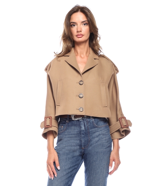 Тренч-кейп из шерсти и хлопка