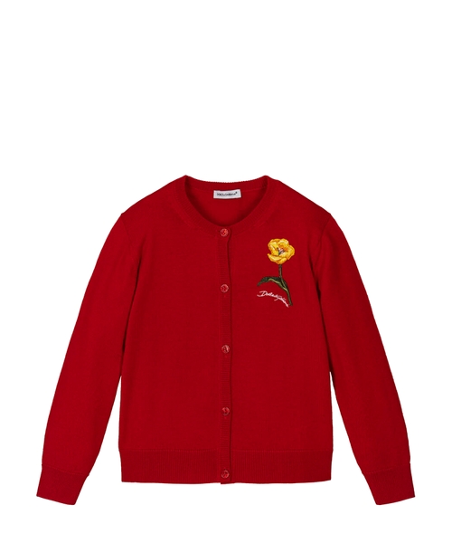 Cardigan with button fastening and embroidery