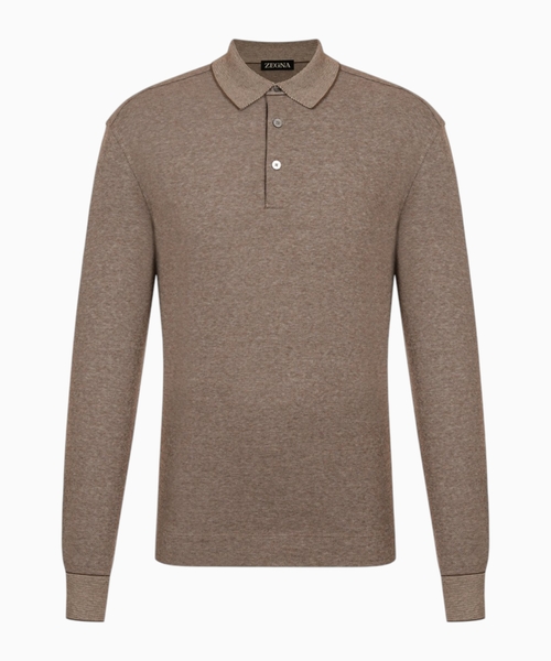 Long sleeve cotton polo