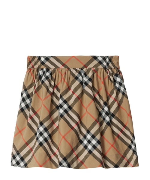 Checkered elastic-waist skirt