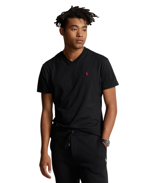 V-yaxalı cersi T-shirt