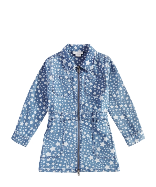 Star printed denim dress