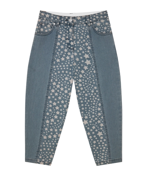 Ulduz printli denim şalvar