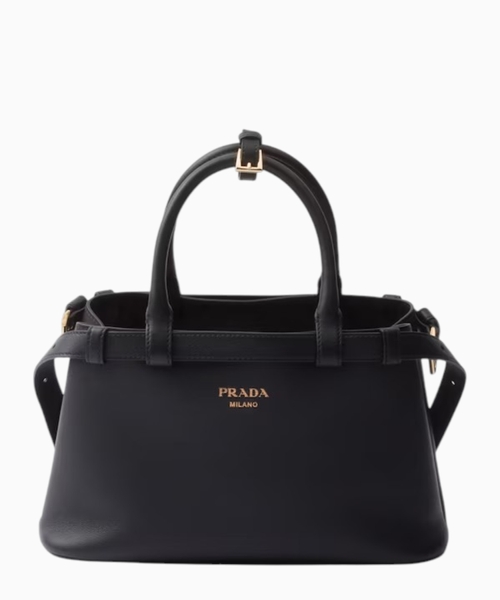 Маленькая кожаная сумка Prada Buckle с двойным ремнем