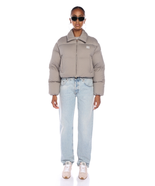 ジャケット・アウター Archive miu miu short jacket gray Cropped jacket with logo print | Emporium