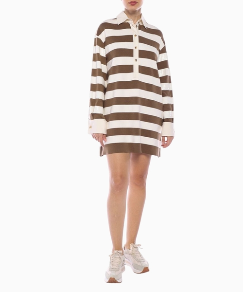 Cotton satin polo-style dress
