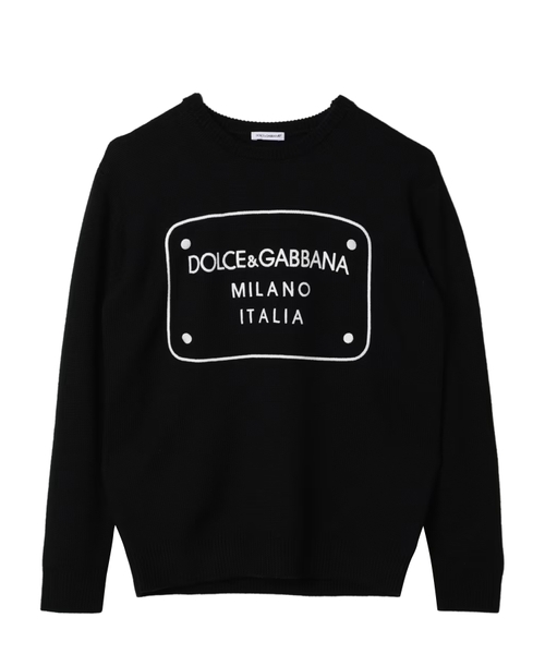 Logo embroidered wool jumper