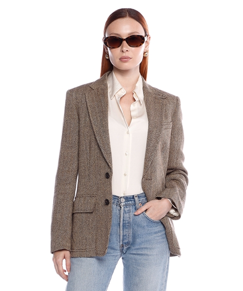 Herringbone Linen-Blend Blazer