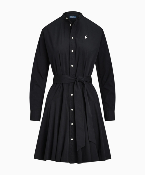 Logo embroidered cotton shirt dress