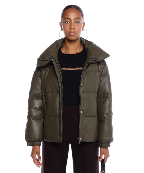 Padded leather jacket