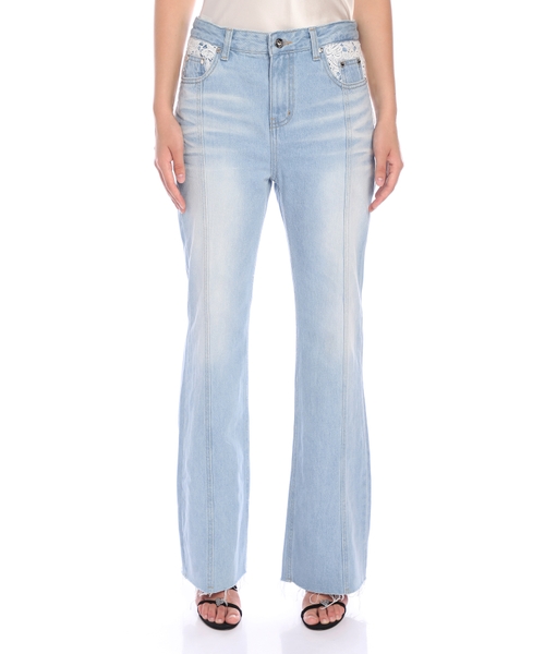 Güpur detallı denim şalvar