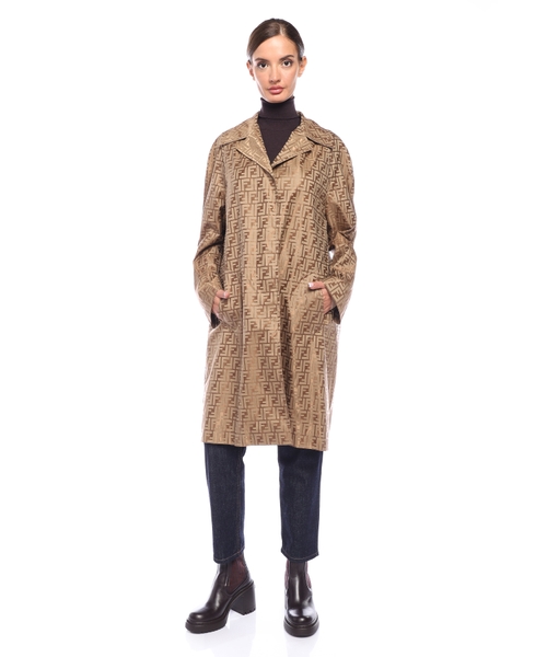 Monogram printed trench coat