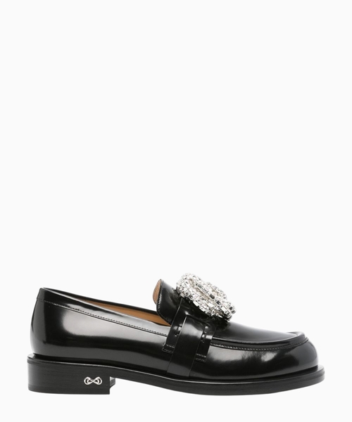 Crystal-embellished Galaxy leather loafers